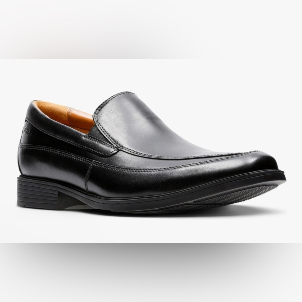 CLARKS mens size 10.5 balck leather Tilden loafers